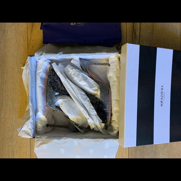 ❌SOLD❌Aquazzura Powder Puff Silver Metallic Slingback - Picture 6 of 6